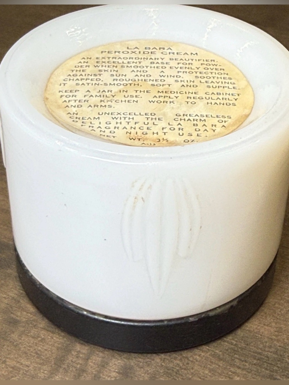Antique 1920 Milk Glass Jar / Canister With Screw On Lid Peroxide Cream 2.25"T - Picture 4 of 7